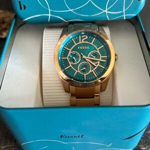 Gold and turquoise Fossil watch
